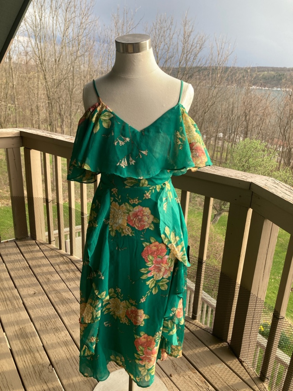 Lulu's Teal Floral Midi Dress